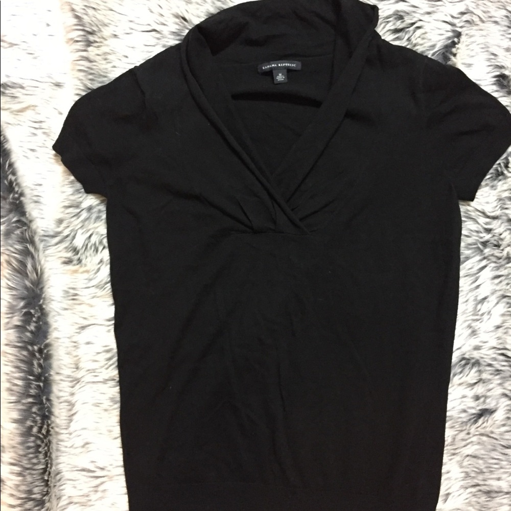 Classic Simple Short Sleeve Black Tops Knit